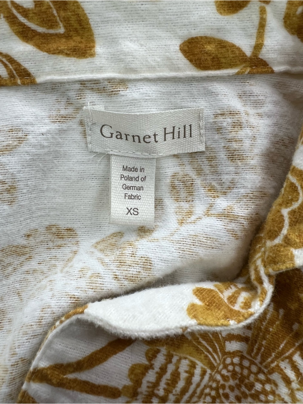Garnet Hill Organic-Cotton Heritage Flannel 2-Pc Long Pajama Set, Gold/White, XS - Picture 6 of 14